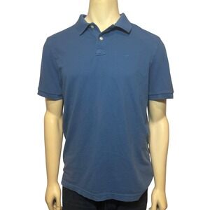 American Eagle Mens Polo Shirt Large Blue Super Soft Standard Fit Cotton Pique
